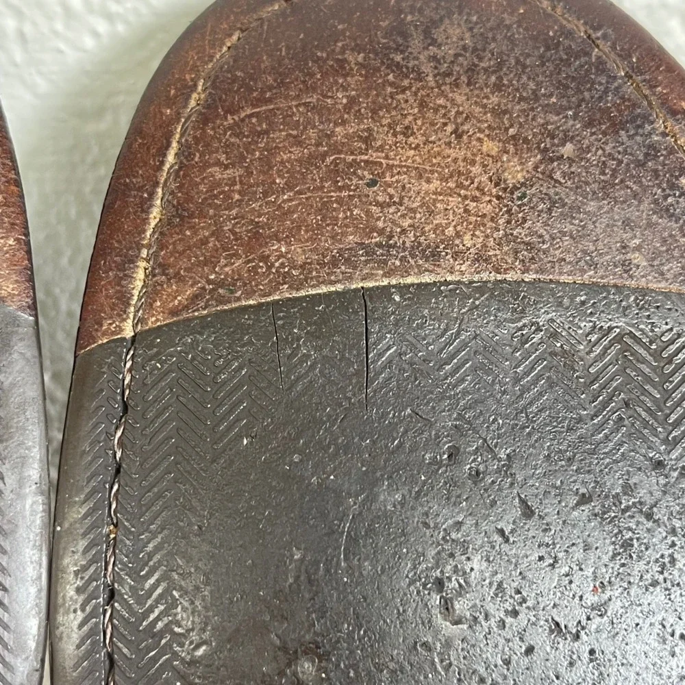 Cole Haan Nike Air C08915 Brown‎ Pebbled Leather Penny Loafers Dress Men's 10 M